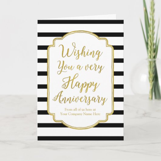 Gold Black Stripes Anniversary Card Karte (Vorderseite)