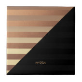 Gold Black Stripes Fliese (Vorderseite)