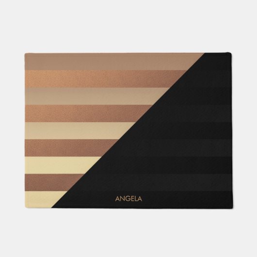 Gold Black Stripes Fußmatte (Vorderseite)