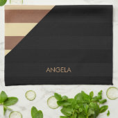 Gold Black Stripes Geschirrtuch (Gefaltet)