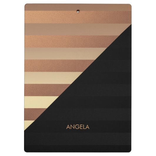 Gold Black Stripes Klemmbrett (Rückseite)