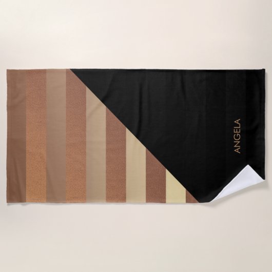 Gold Black Stripes Strandtuch (Vorderseite)