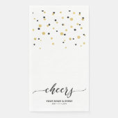 Gold & Black Stylish Script Confetti Cheers Party Serviette (Vorderseite)