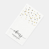 Gold & Black Stylish Script Confetti Cheers Party Serviette (Ecke)