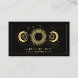 Gold Black Sun Moon Yoga Instructor Business Card Visitenkarte