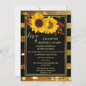 Gold Black Sunflower Happily Ever After Wedding Einladung (Vorderseite)