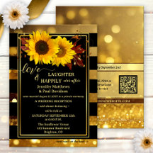 Gold Black Sunflower Happily Ever After Wedding