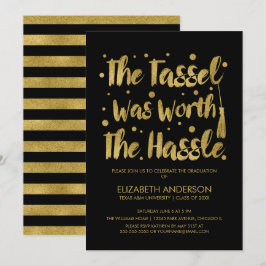 Gold & Black Tassel Abschluss Card Einladung