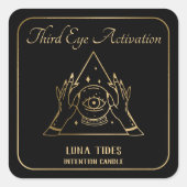 Gold & Black Third Eye Intention Candle Label Quadratischer Aufkleber (Vorderseite)