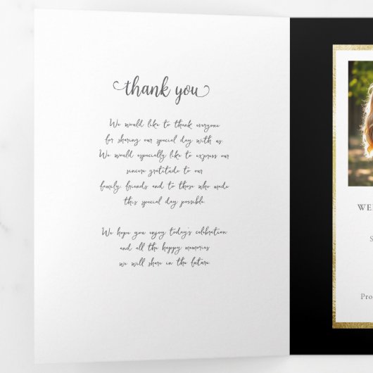 Gold Black Topaz Gemstone Hochzeitsprogramme Dreifach-gefaltete Programmkarte (Innen Erste Seite)