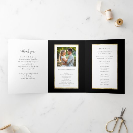 Gold Black Topaz Gemstone Hochzeitsprogramme Dreifach-gefaltete Programmkarte (Innenseite)