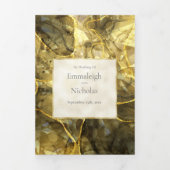 Gold Black Topaz Gemstone Hochzeitsprogramme Dreifach-gefaltete Programmkarte (Cover)