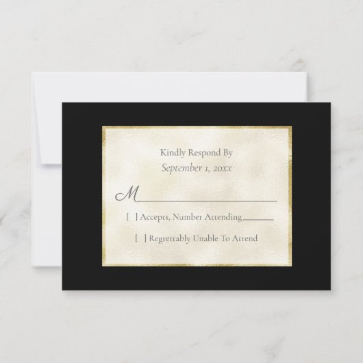 Gold Black Topaz Gemstone Wedding RSVP (Rückseite)