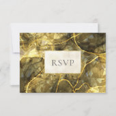 Gold Black Topaz Gemstone Wedding RSVP Karte (Vorderseite)