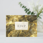 Gold Black Topaz Gemstone Wedding RSVP Karte (Stehend Vorderseite)