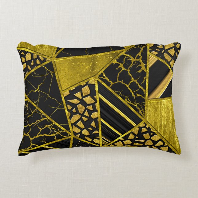 Gold Black Triangle Texusion Dekokissen (Vorderseite)