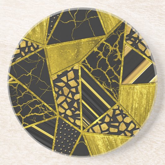 Gold Black Triangle Texusion Getränkeuntersetzer (Vorne)