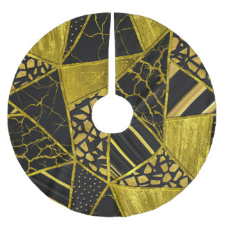 Gold Black Triangle Texusion Polyester Weihnachtsbaumdecke