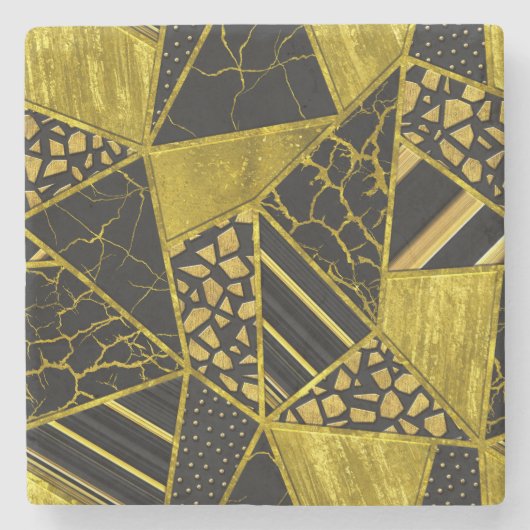 Gold Black Triangle Texusion Steinuntersetzer (Vorderseite)