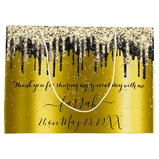 Gold Black Tropfens befürworten Gastgeschenk Hochz Große Geschenktüte (Rückseite)