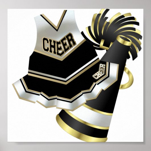 Gold Black und White Cheerleader Poster (Vorne)