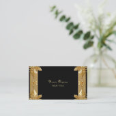 Gold Black Verziert Flor Business Card Visitenkarte (Stehend Vorderseite)