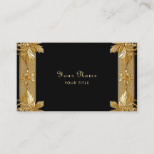 Gold Black Verziert Flor Business Card