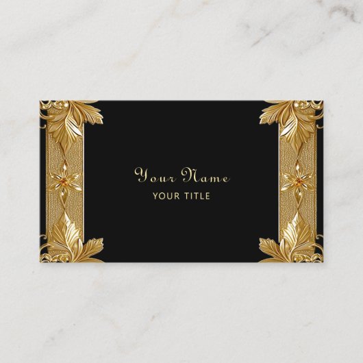 Gold Black Verziert Flor Business Card Visitenkarte (Vorderseite)