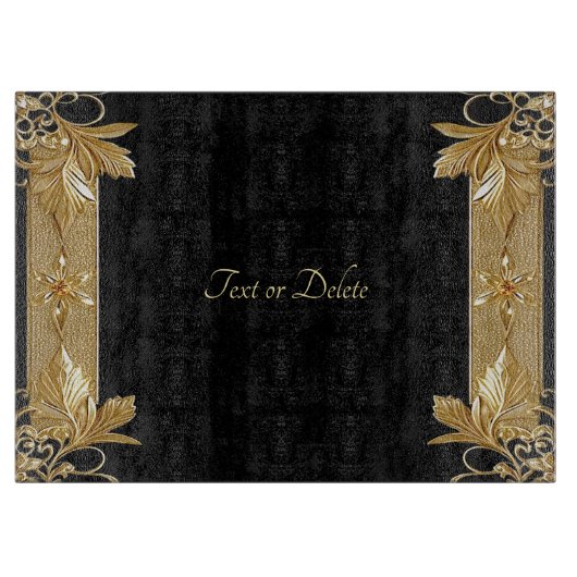 Gold Black Verziert Floral Cutting Board Schneidebrett (Vorderseite)