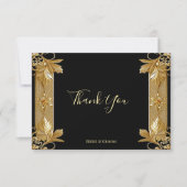 Gold Black Verziert Floral Dankeschön Karte (Vorderseite)
