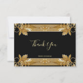 Gold Black Verziert Floral Dankeschön Karte (Vorderseite)