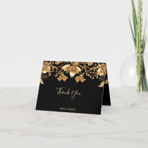 Gold Black Verziert Floral Dankeschön Karte
