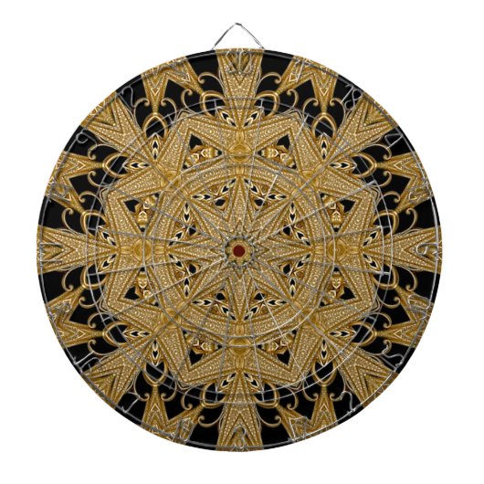 Gold Black Verziert Floral Dartboard Dartscheibe (vorne)