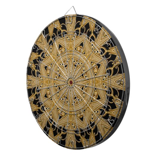 Gold Black Verziert Floral Dartboard Dartscheibe (Vorderseite rechts)