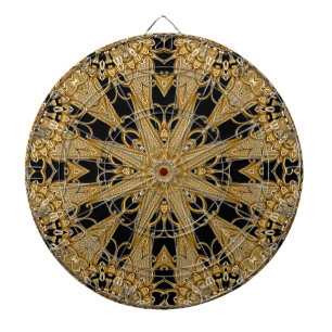 Gold Black Verziert Floral Dartboard Dartscheibe