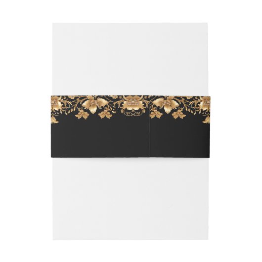 Gold Black Verziert Floral Einladungsbanderole (Rückseitenbeispiel)