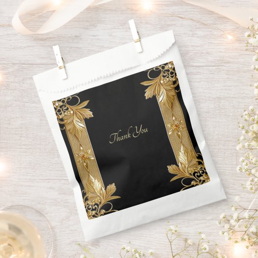Gold Black Verziert Floral Fevor Bag Geschenktütchen (Ausgeschnitten)