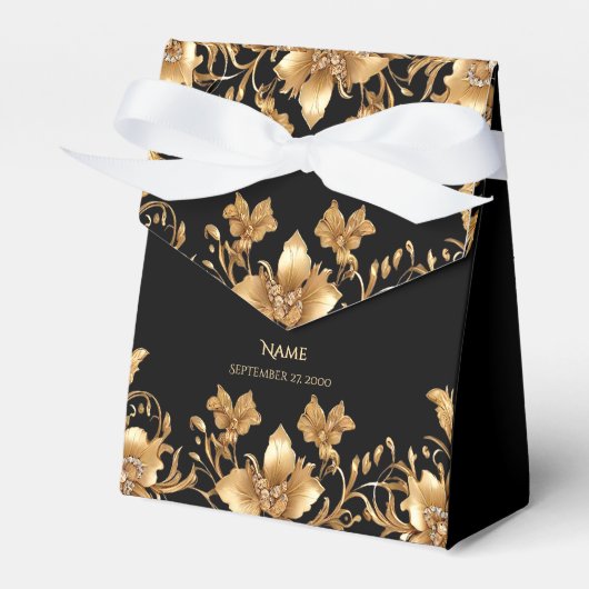 Gold Black Verziert Floral Fevor Box Geschenkschachtel (Vorderseite)