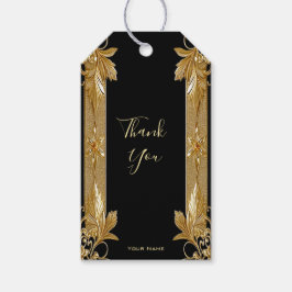 Gold Black Verziert Floral Gift Tag Geschenkanhänger