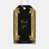 Gold Black Verziert Floral Gift Tag Geschenkanhänger (Rückseite)