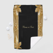 Gold Black Verziert Floral Golf Handtuch (Insitu)