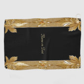 Gold Black Verziert Floral Golf Handtuch (Horizontal)