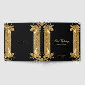 Gold Black Verziert Floral Guest Book Gästebuch (Voll)