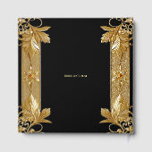 Gold Black Verziert Floral Guest Book Gästebuch (Rückseite)