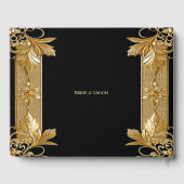 Gold Black Verziert Floral Guest Book Gästebuch (Rückseite)