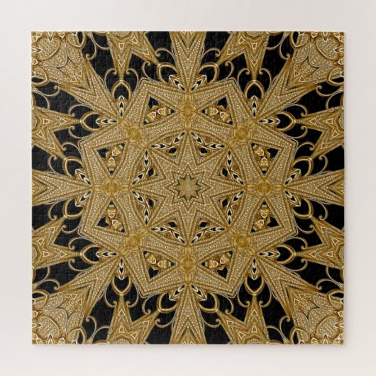 Gold Black Verziert Floral Jigsaw Puzzle (Vertikal)