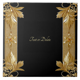 Gold Black Verziert Floral Keramik Tile Fliese