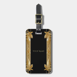 Gold Black Verziert Floral Luggage Tag Gepäckanhänger