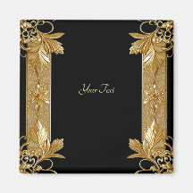 Gold Black Verziert Floral Magnet