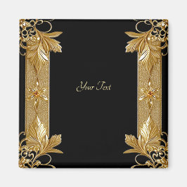 Gold Black Verziert Floral Magnet